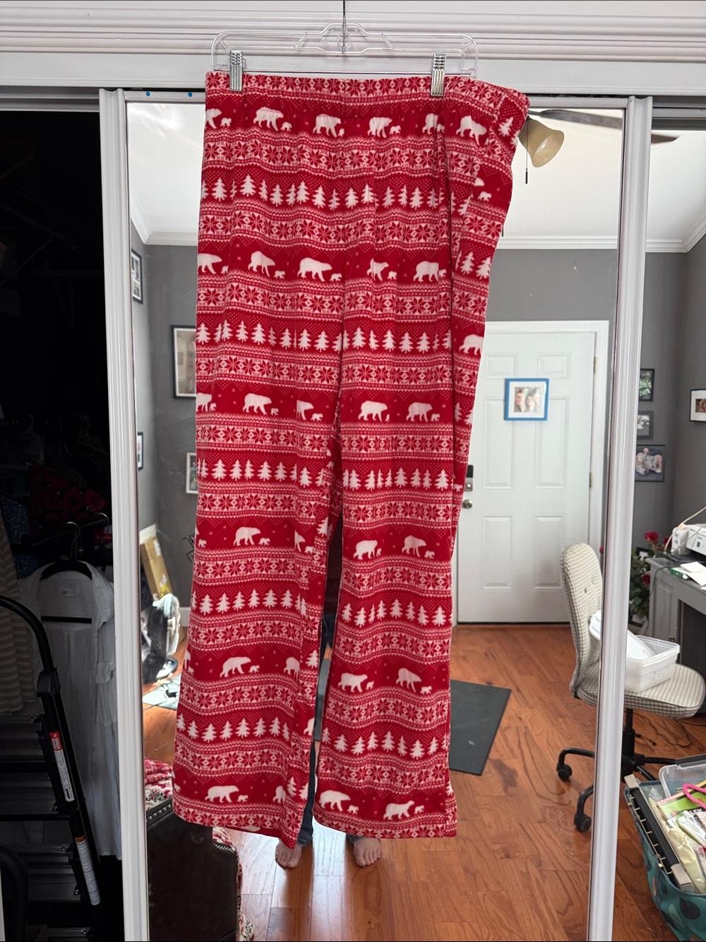 Mens Red Holiday Fleece Lounge Pants
